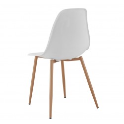 Silla de metal color madera polipropileno blanco