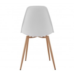 Silla de metal color madera polipropileno blanco