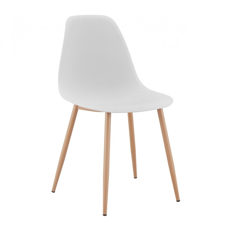 Silla de metal color madera polipropileno blanco