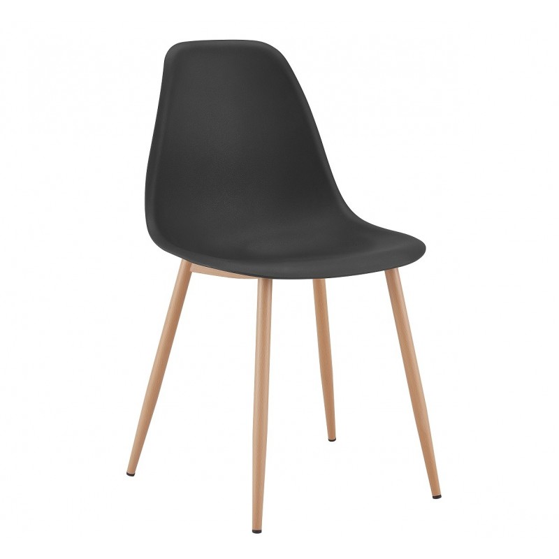 Silla de metal color madera polipropileno negro