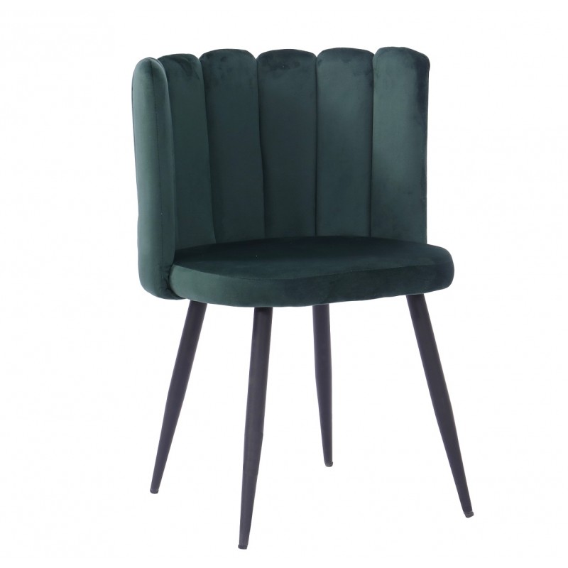 Silla curve retro velvet verde oscuro