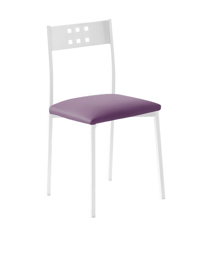 Silla cocina metal blanco polipiel morado Faro