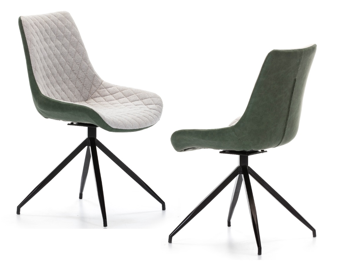 Silla combinada DC-118 ecopiel verde tela gris