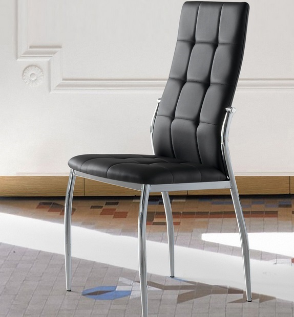 Silla moderna capitone polipiel negro