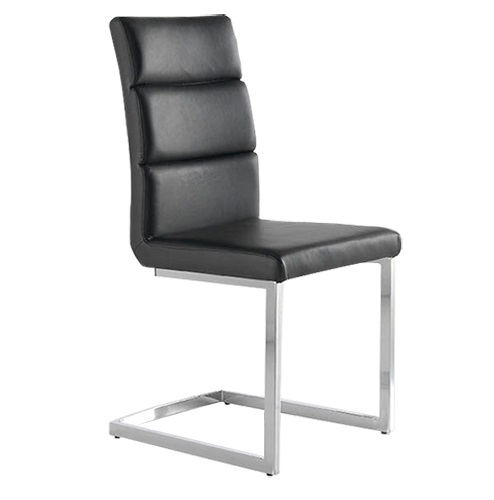 Silla moderna polipiel negro acero cromado