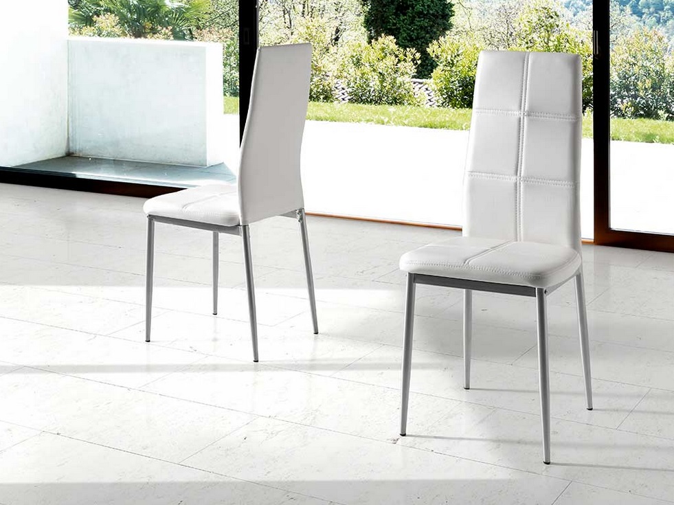 Silla de comedor Sara polipiel blanco