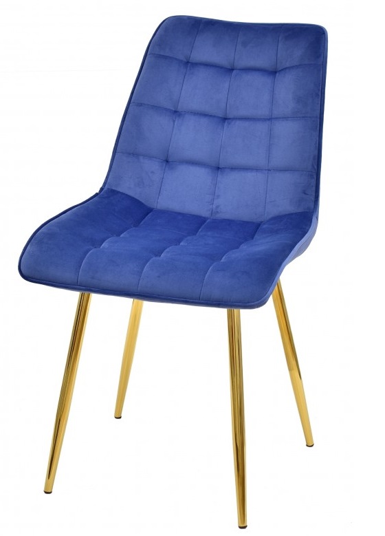 Silla capitone terciopelo azul metal dorado