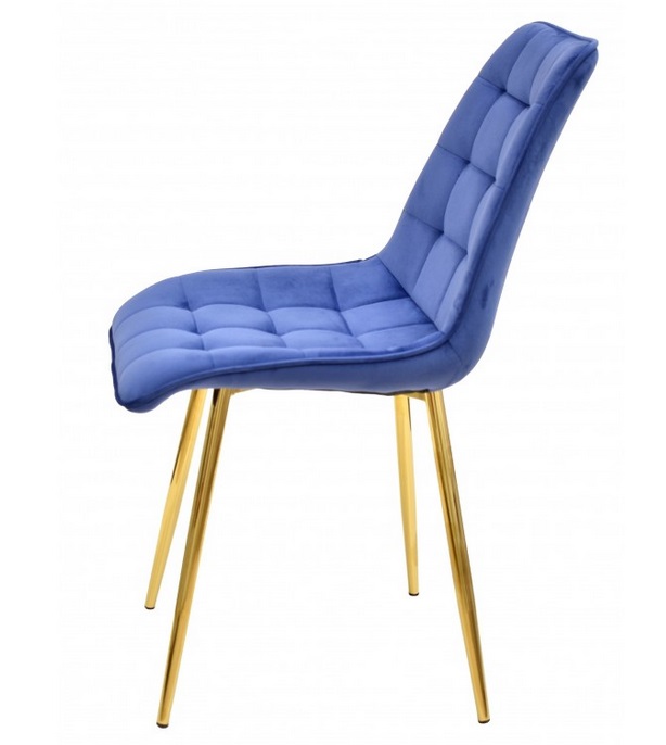 Silla capitone terciopelo azul metal dorado