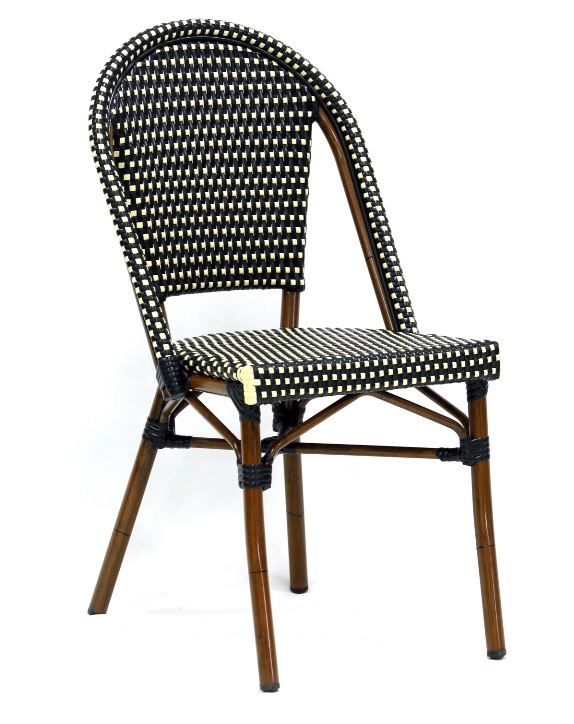 Silla parisina Arles ratan negro y lino