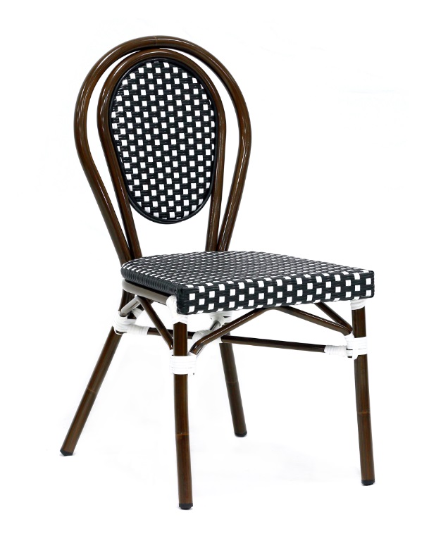 Silla parisina Thonet ratan negro y blanco