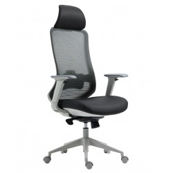 Sillón de oficina ergonómico malla y asiento negro gris