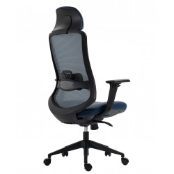 Sillón de oficina ergonómico malla y asiento azul