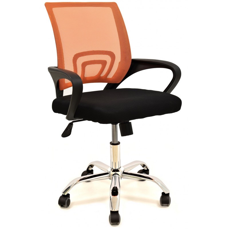 Sillón de oficina Silen basculante malla naranja tejido negro