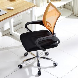 Sillón de oficina Silen basculante malla naranja tejido negro