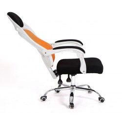 Sillón de oficina Dina gas sincro blanco malla naranja y tejido negro