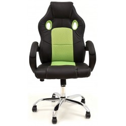 Sillón alto racing Onyx similpiel negra mesh verde