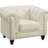 Sillon Chesterfiel capitone piel blanco