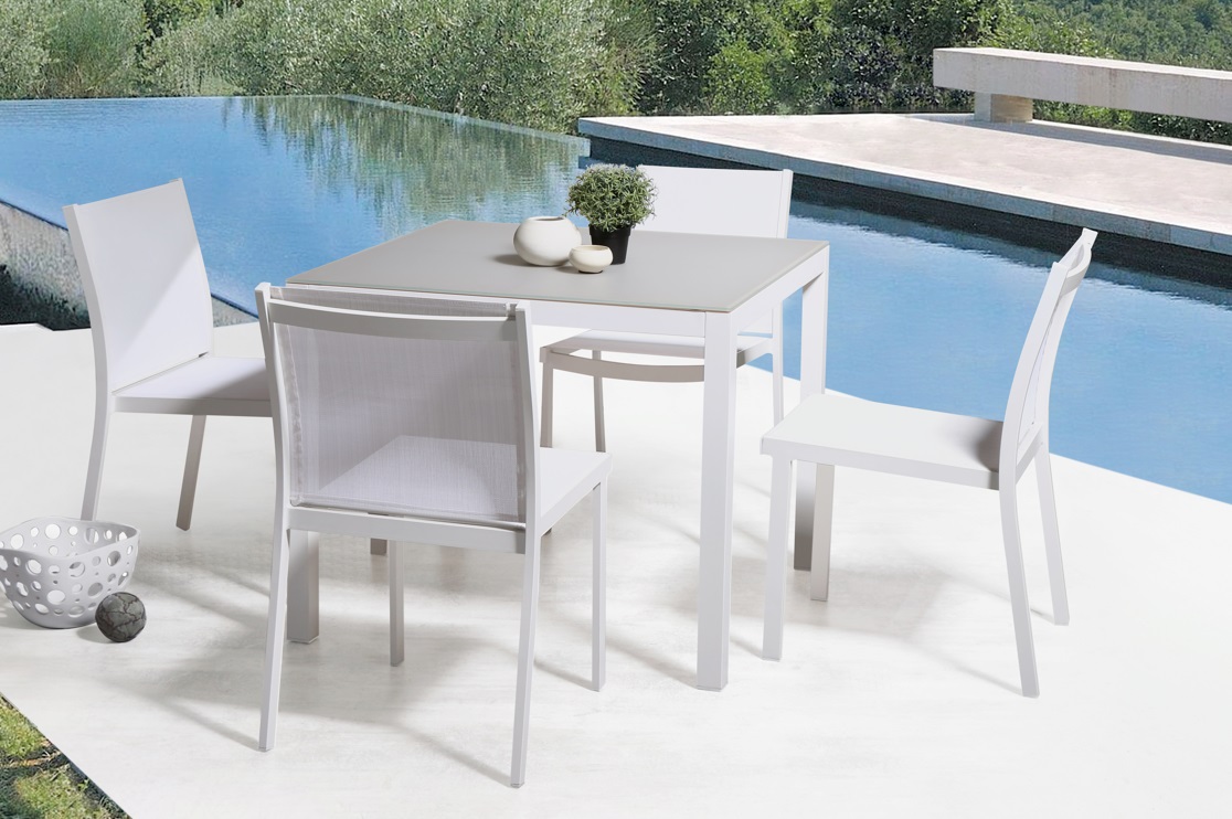 Silla terraza aluminio textilene blanco Flamingo