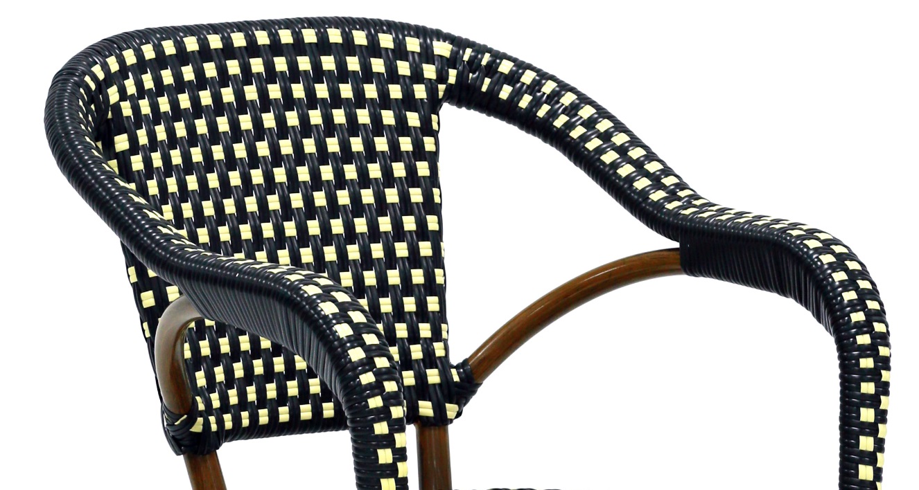 Sillon parisino Arles ratan negro y lino