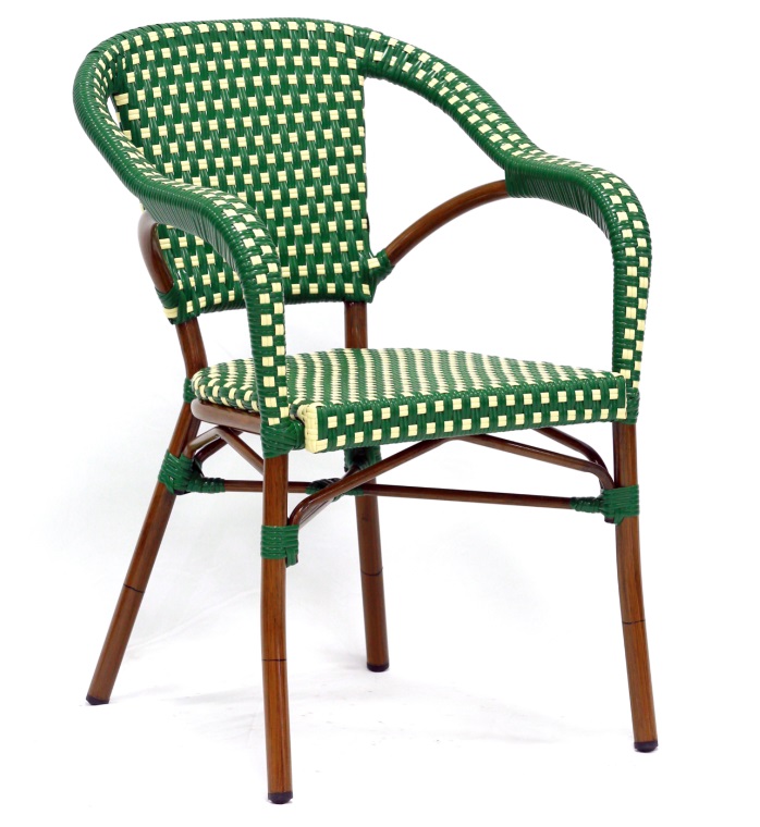 Sillon parisino Arles ratan verde y lino