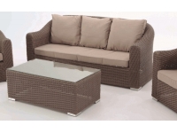 Set sofas rattan marron alacan 5 plazas