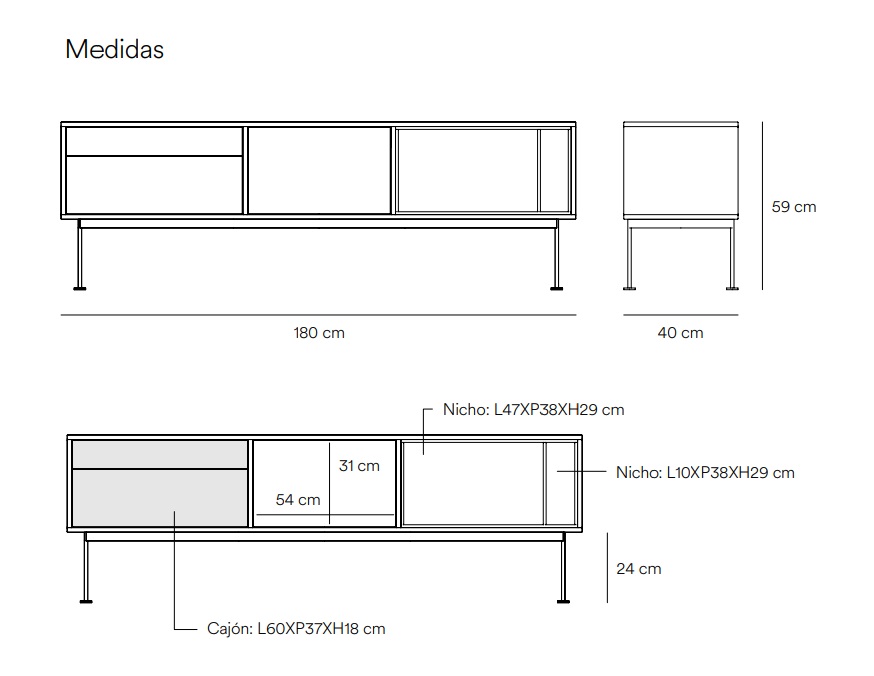 Mueble TV Yoko teja roble 180 cm