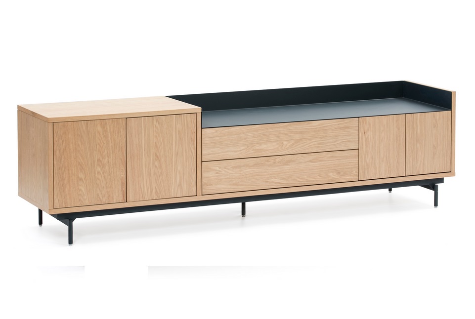 Valley mueble roble bandeja azul oscuro 180 cm